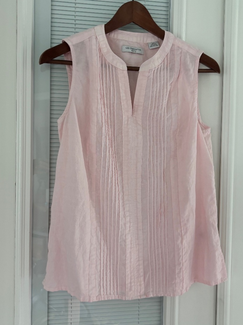 Liz Claiborne Pink Linen Sleeveless Top Sz MP